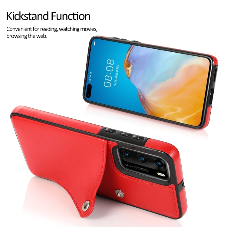 For Huawei P40 Pure Color Oblique Card PU + TPU Phone Case