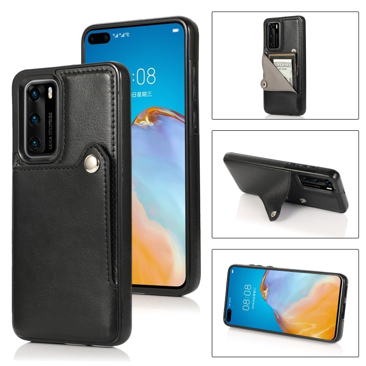 For Huawei P40 Pure Color Oblique Card PU + TPU Phone Case