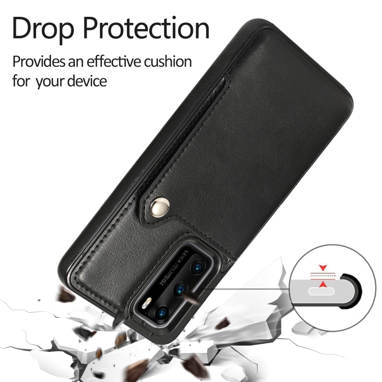 For Huawei P40 Pure Color Oblique Card PU + TPU Phone Case