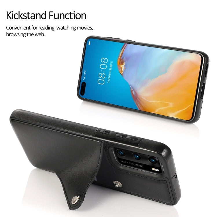 For Huawei P40 Pure Color Oblique Card PU + TPU Phone Case