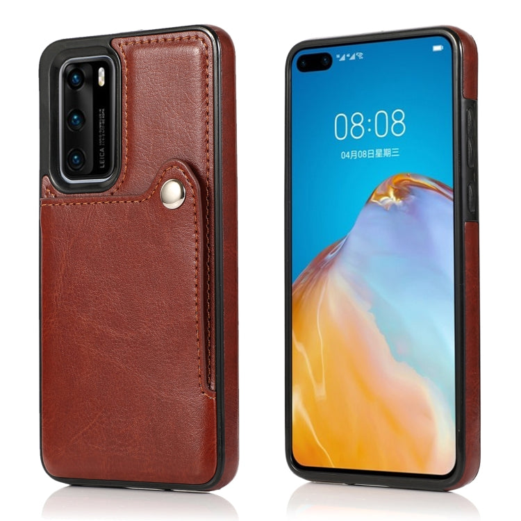 For Huawei P40 Pure Color Oblique Card PU + TPU Phone Case