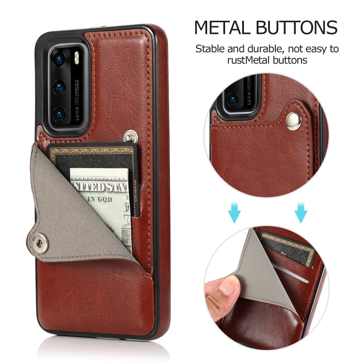 For Huawei P40 Pure Color Oblique Card PU + TPU Phone Case
