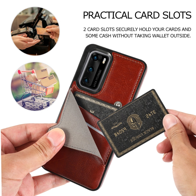 For Huawei P40 Pure Color Oblique Card PU + TPU Phone Case