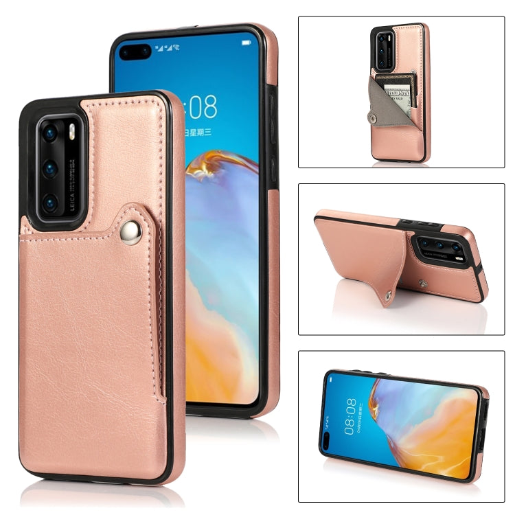 For Huawei P40 Pure Color Oblique Card PU + TPU Phone Case