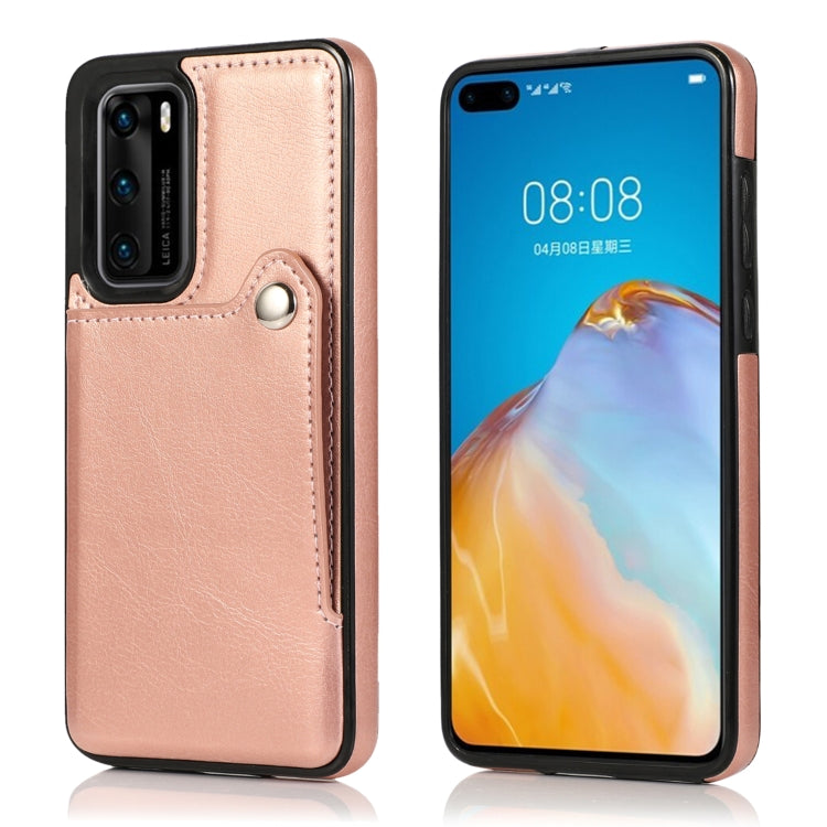 For Huawei P40 Pure Color Oblique Card PU + TPU Phone Case