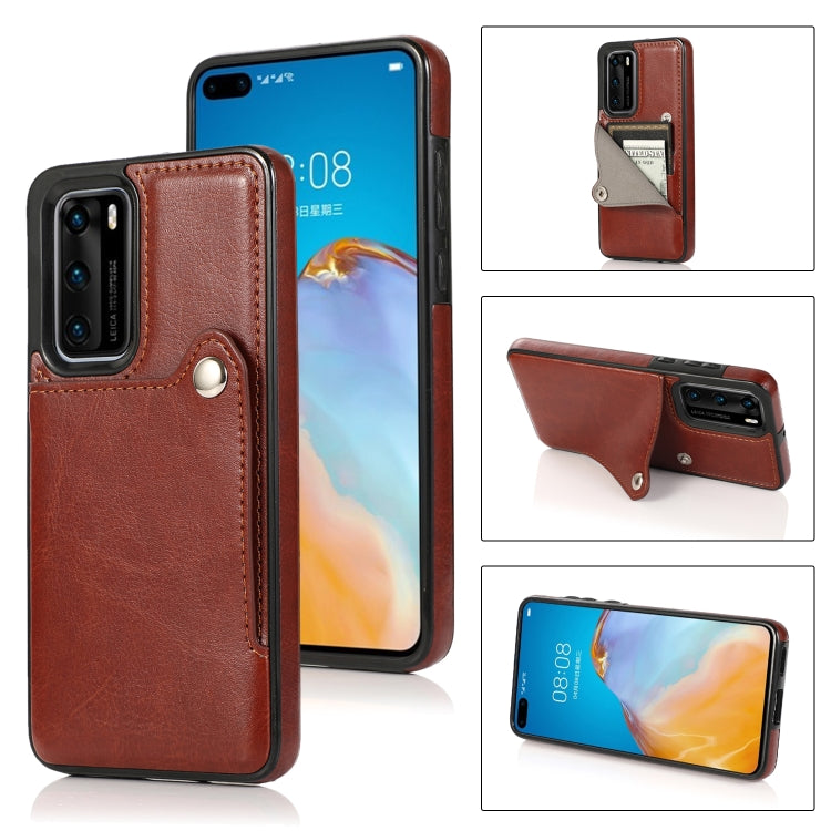 For Huawei P40 Pro Pure Color Oblique Card PU + TPU Phone Case