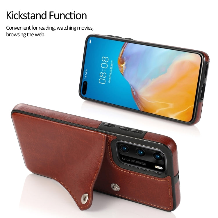 For Huawei P40 Pro Pure Color Oblique Card PU + TPU Phone Case