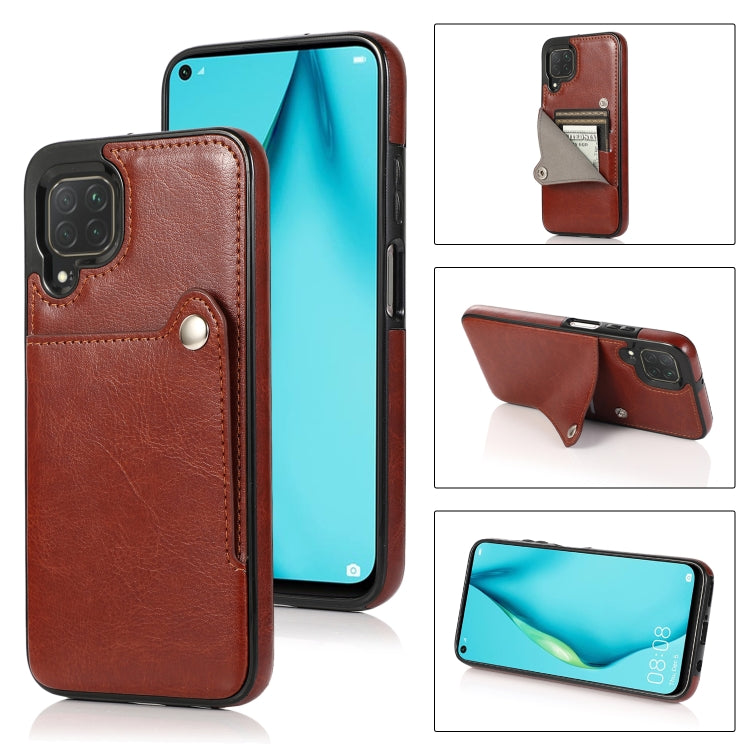 For Huawei P40 Lite Pure Color Oblique Card PU + TPU Phone Case