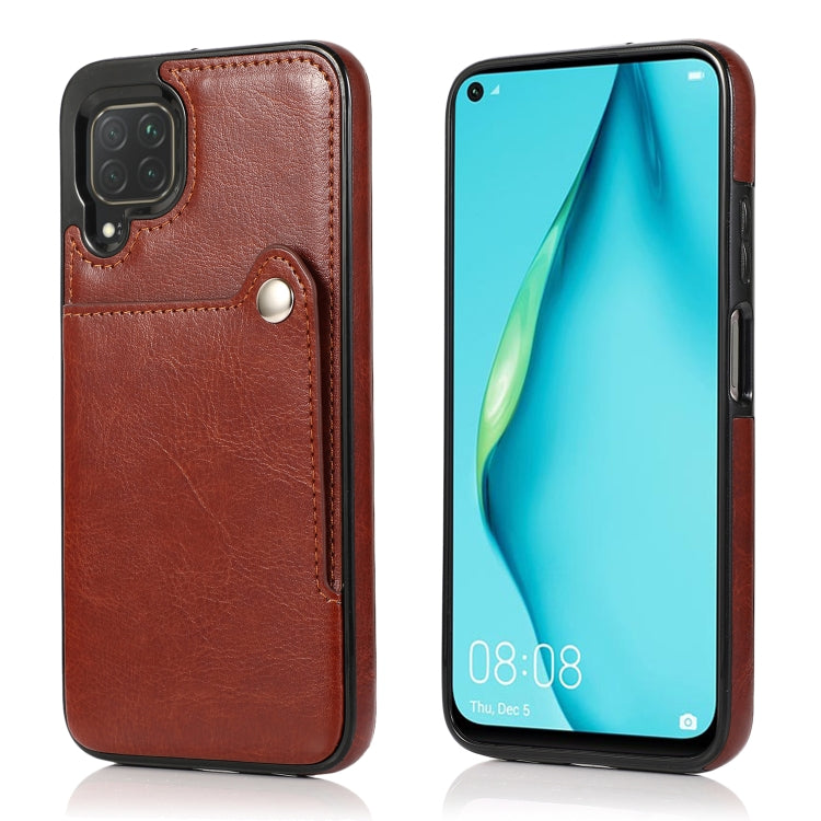 For Huawei P40 Lite Pure Color Oblique Card PU + TPU Phone Case