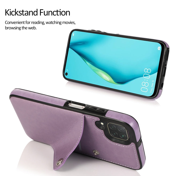 For Huawei P40 Lite Pure Color Oblique Card PU + TPU Phone Case