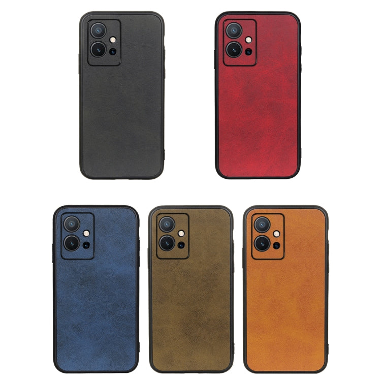 For vivo Y75 5G Accurate Hole Two-color Calf Texture Shockproof Phone Case