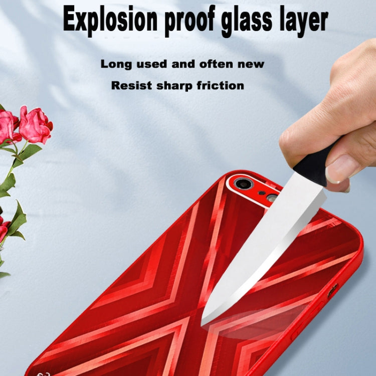 For iPhone SE 2022 / SE 2020 / 8 / 7 9XA Texture TPU + Tempered Glass Phone Case
