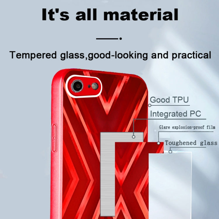 For iPhone SE 2022 / SE 2020 / 8 / 7 9XA Texture TPU + Tempered Glass Phone Case