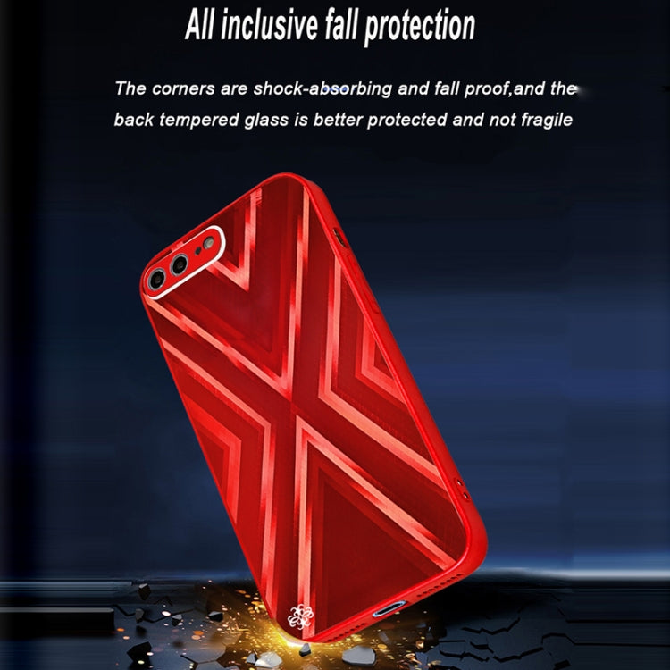 9XA Texture TPU + Tempered Glass Phone Case For iPhone 8 Plus / 7 Plus