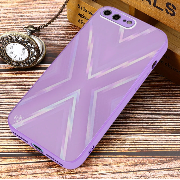 9XA Texture TPU + Tempered Glass Phone Case For iPhone 8 Plus / 7 Plus