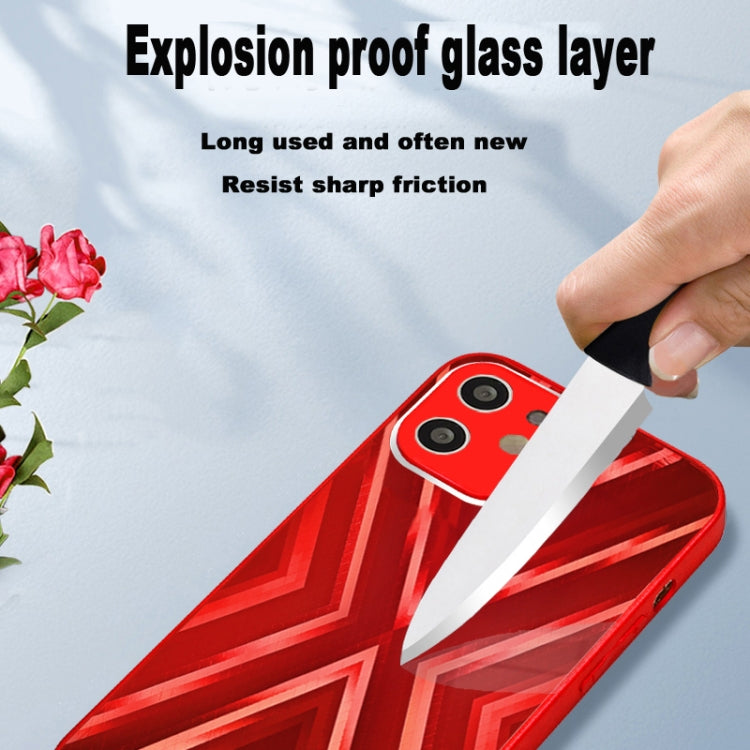 For iPhone 11 9XA Texture TPU + Tempered Glass Phone Case