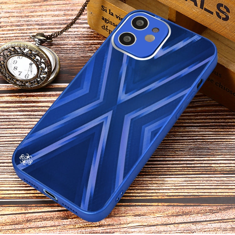 For iPhone 12 9XA Texture TPU + Tempered Glass Phone Case