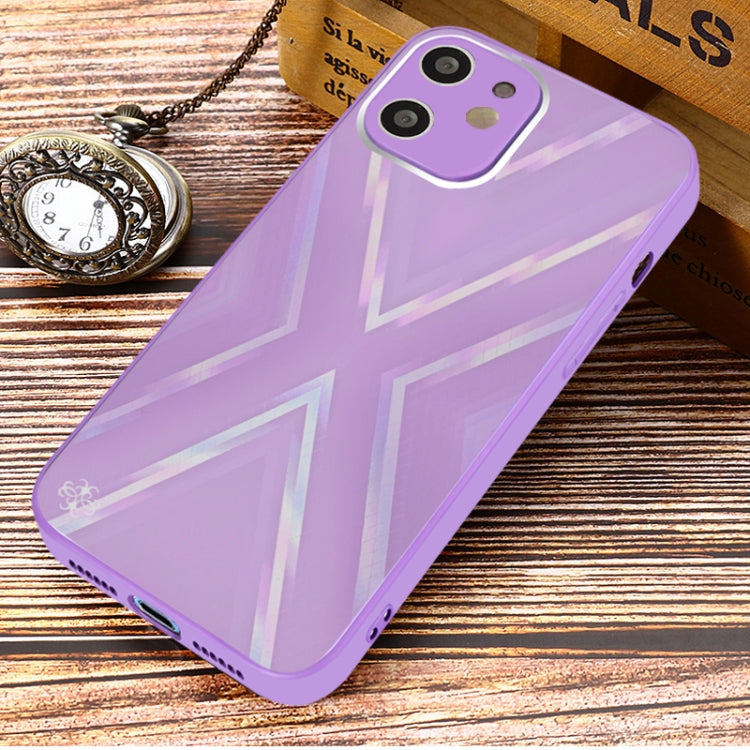 For iPhone 12 9XA Texture TPU + Tempered Glass Phone Case