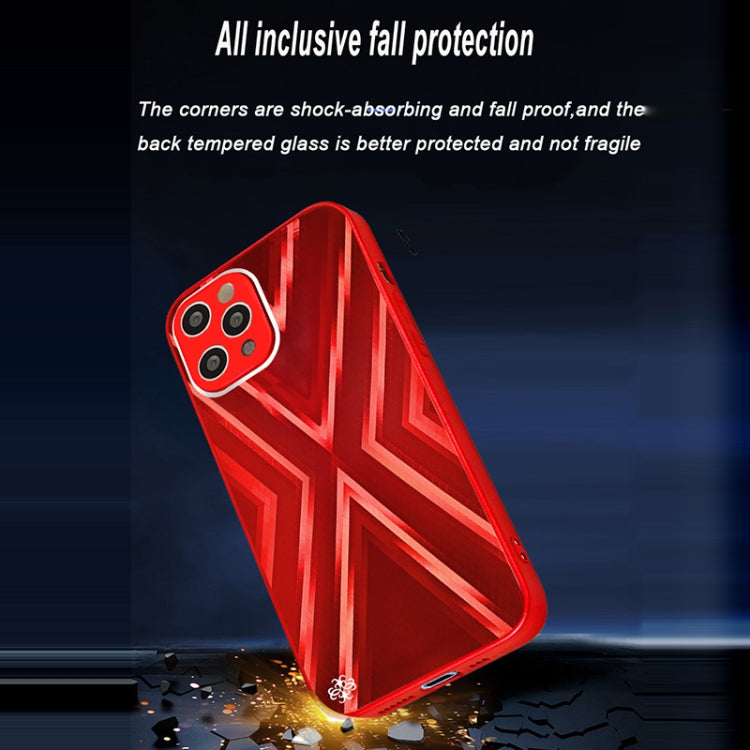 For iPhone 13 Pro Max 9XA Texture TPU + Tempered Glass Phone Case