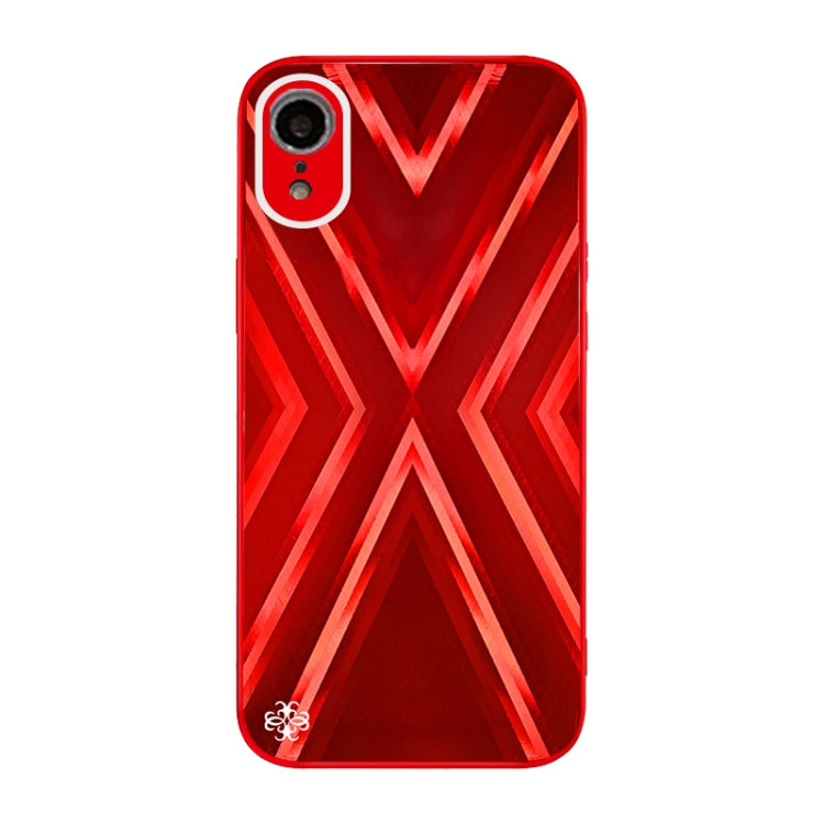 For iPhone XR 9XA Texture TPU + Tempered Glass Phone Case