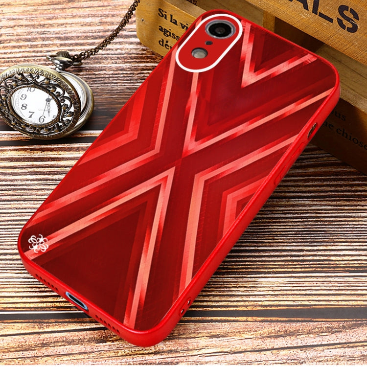 For iPhone XR 9XA Texture TPU + Tempered Glass Phone Case