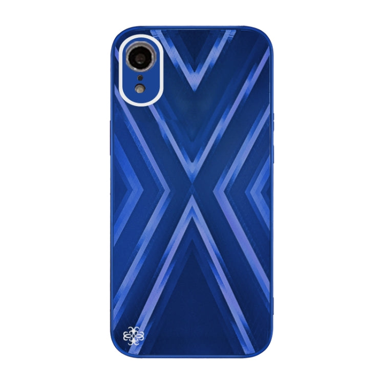 For iPhone XR 9XA Texture TPU + Tempered Glass Phone Case