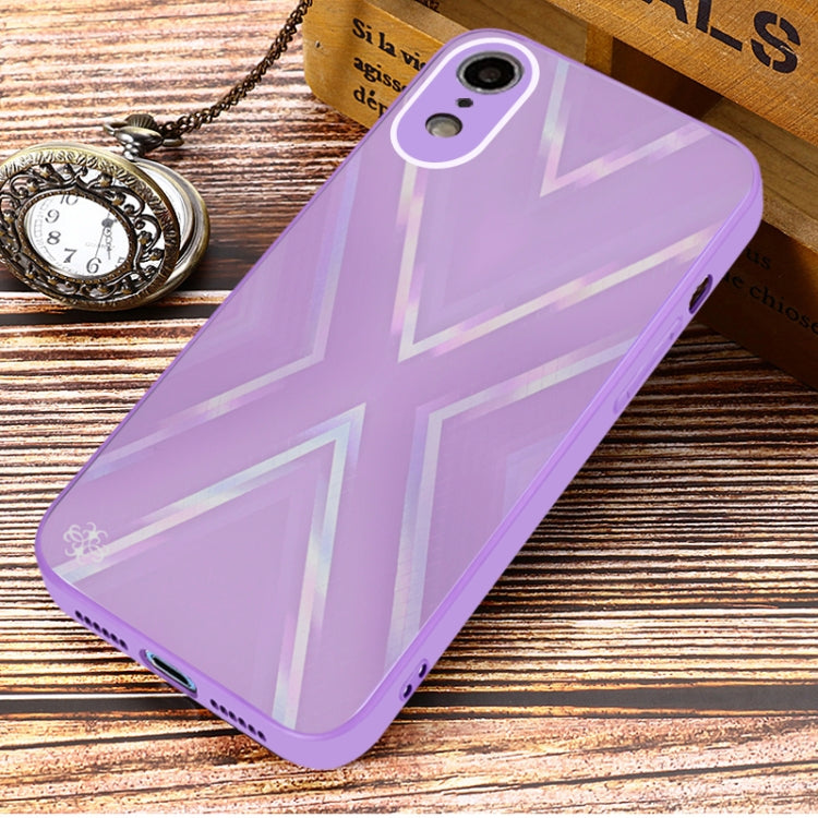 For iPhone XR 9XA Texture TPU + Tempered Glass Phone Case