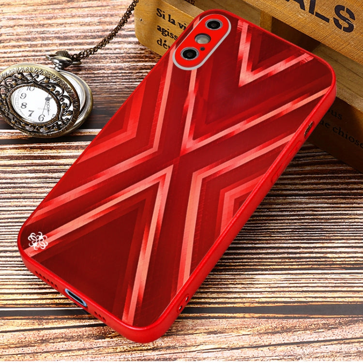 For iPhone X / XS 9XA Texture TPU + Tempered Glass Phone Case