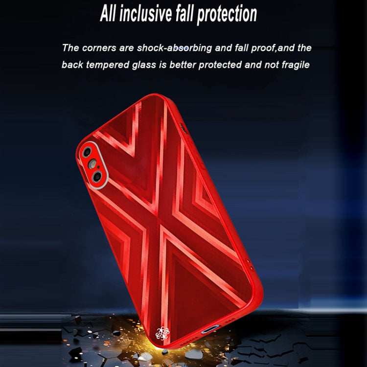 For iPhone XS Max 9XA Texture TPU + Tempered Glass Phone Case