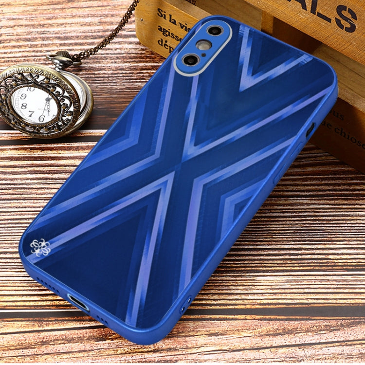 For iPhone XS Max 9XA Texture TPU + Tempered Glass Phone Case