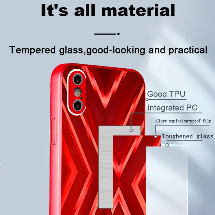 For iPhone XS Max 9XA Texture TPU + Tempered Glass Phone Case