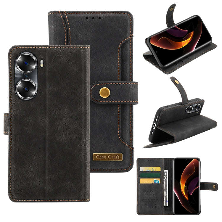 For Honor 60 Pro Copper Buckle Leather Phone Case
