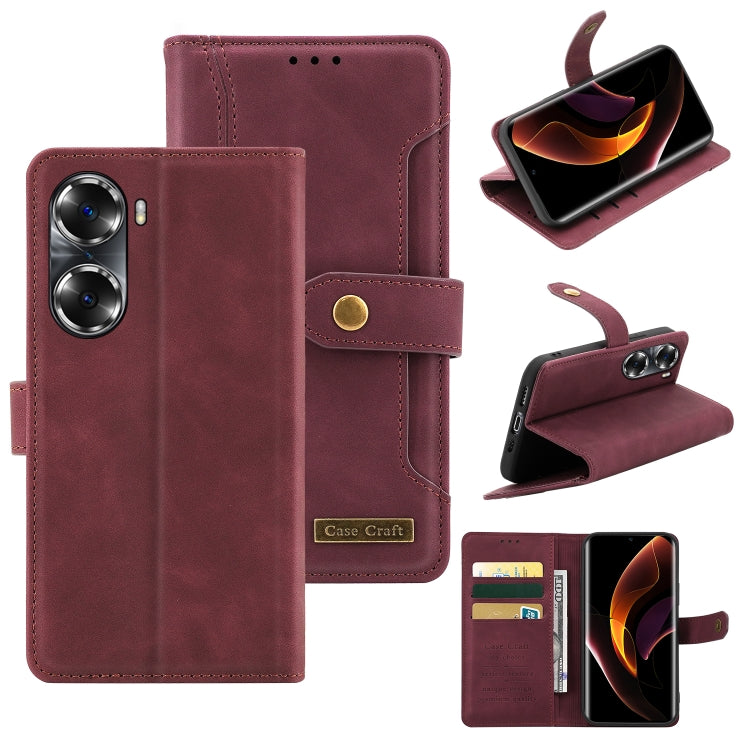For Honor 60 Pro Copper Buckle Leather Phone Case
