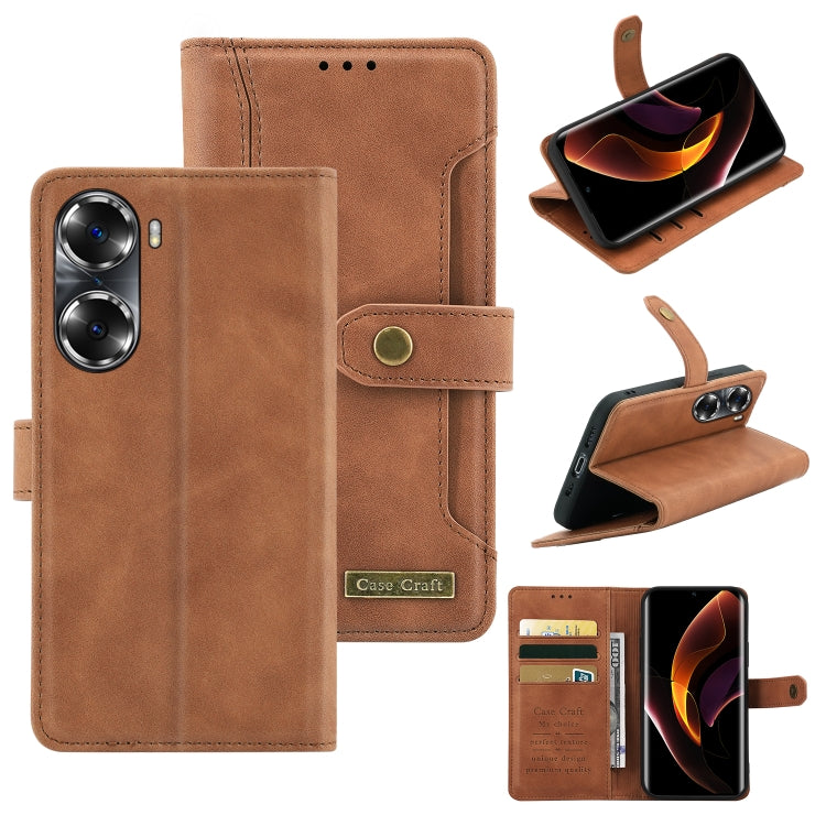 For Honor 60 Pro Copper Buckle Leather Phone Case