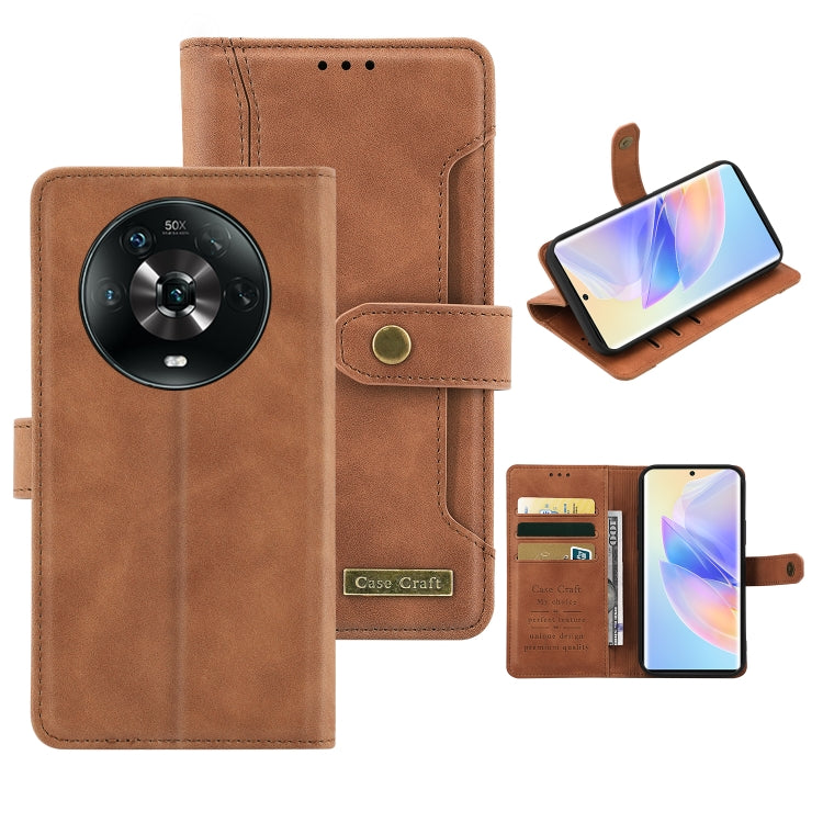 For Honor Magic4 Copper Buckle Leather Phone Case