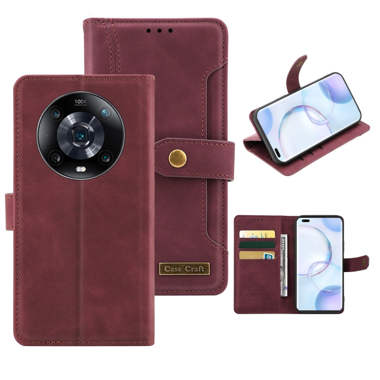 For Honor Magic4 Pro Copper Buckle Leather Phone Case