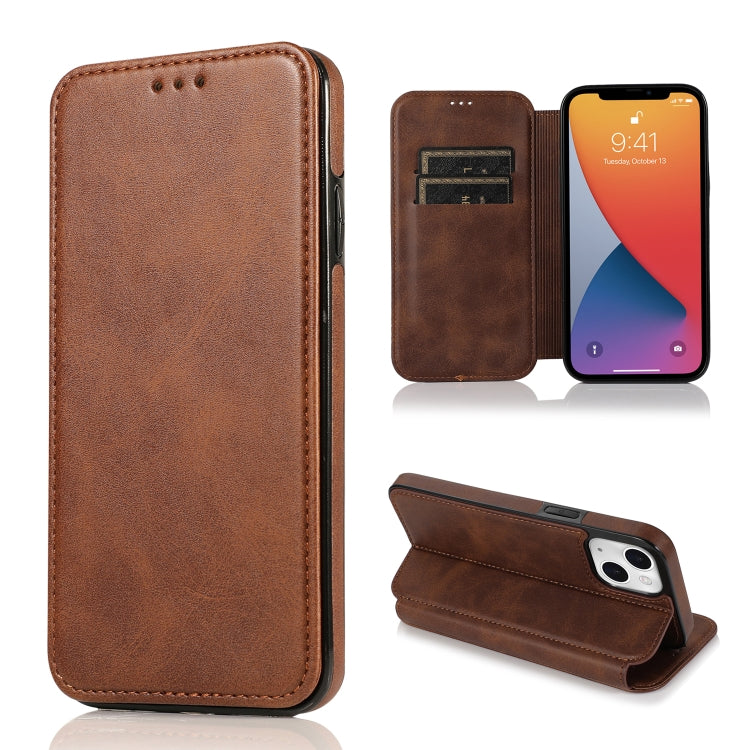 For iPhone 13 mini Knight Magnetic Suction Leather Phone Case