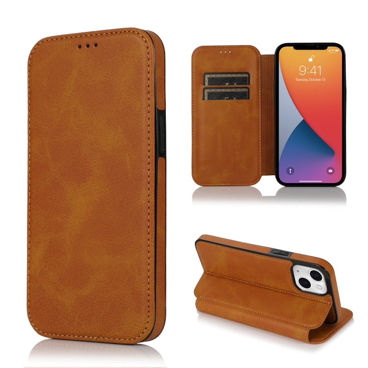 For iPhone 13 Knight Magnetic Suction Leather Phone Case