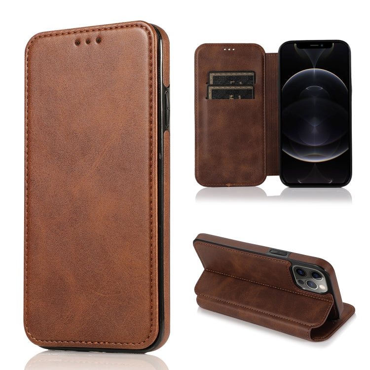 For iPhone 12 Pro Max Knight Magnetic Suction Leather Phone Case