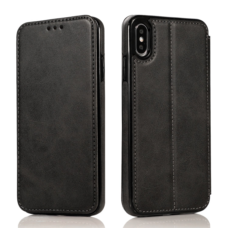 For iPhone X / XS Knight Magnetic Suction Leather Phone Case