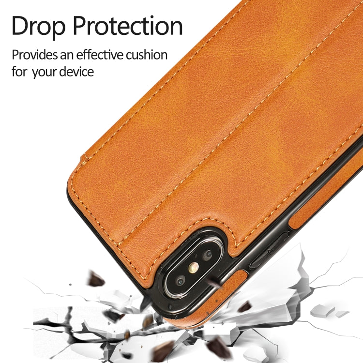For iPhone X / XS Knight Magnetic Suction Leather Phone Case