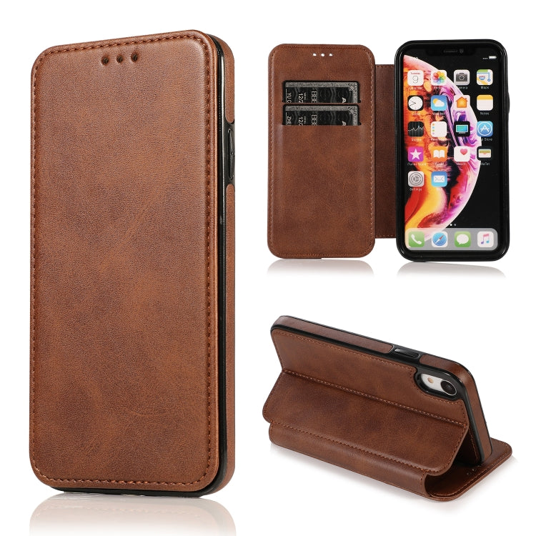 For iPhone XR Knight Magnetic Suction Leather Phone Case