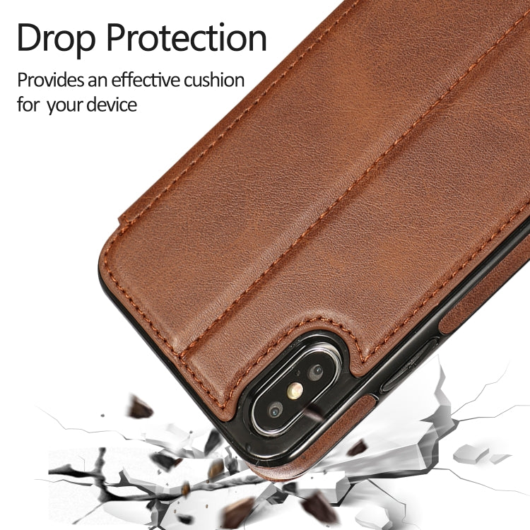For iPhone XS Max Knight Magnetic Suction Leather Phone Case
