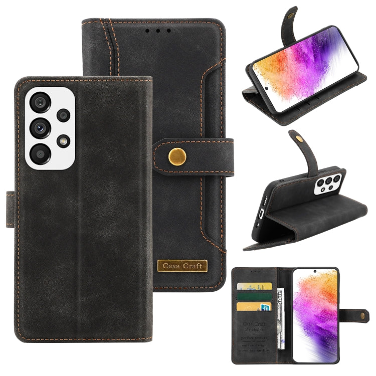 For Samsung Galaxy A73 5G Copper Buckle Leather Phone Case