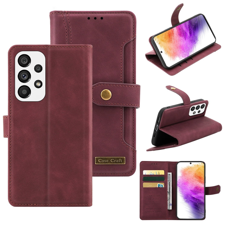 For Samsung Galaxy A73 5G Copper Buckle Leather Phone Case