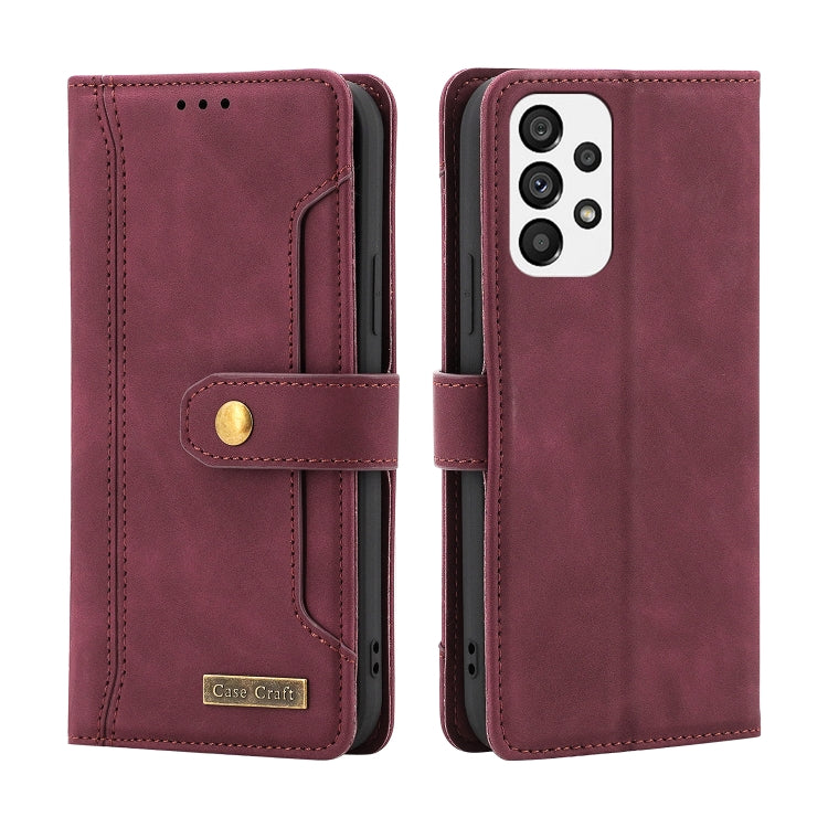 For Samsung Galaxy A73 5G Copper Buckle Leather Phone Case