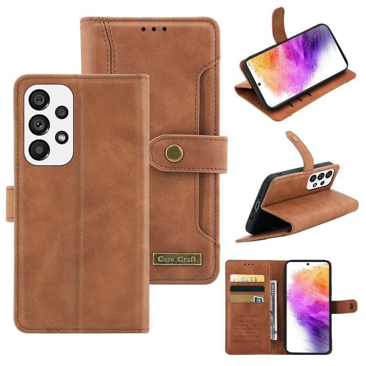 For Samsung Galaxy A73 5G Copper Buckle Leather Phone Case