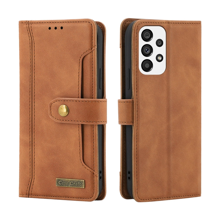 For Samsung Galaxy A73 5G Copper Buckle Leather Phone Case