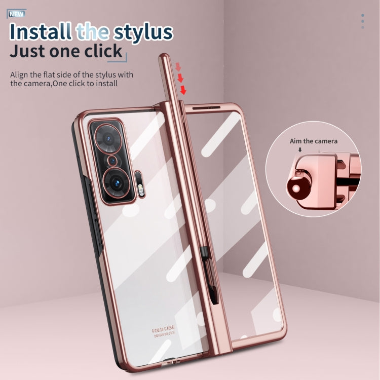 For Honor Magic V Electroplating Hinge Phone Case with Stylus