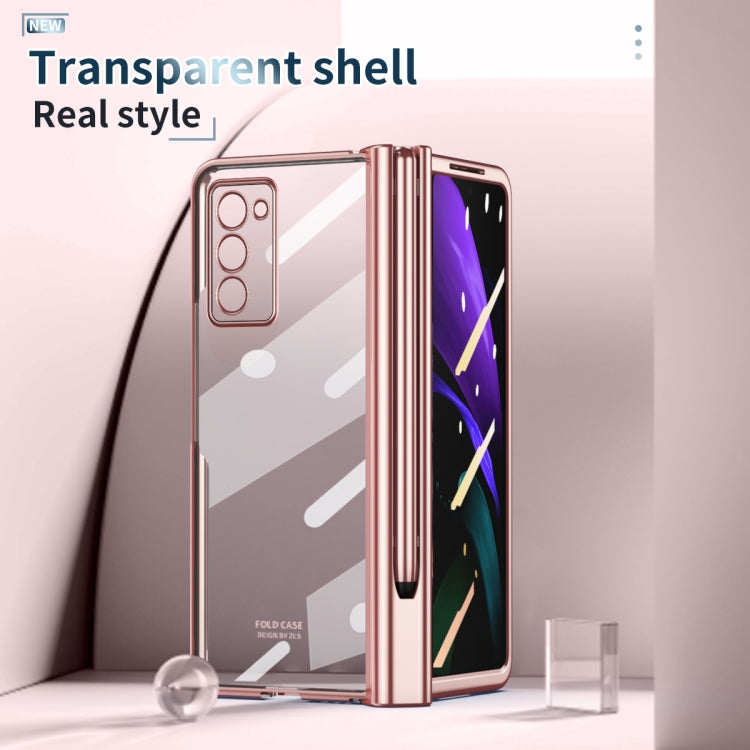 For Samsung Galaxy Z Fold2 5G Full Body Electroplating Hinge Phone Case with Stylus